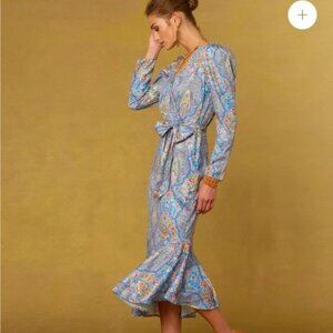 NicoBlu Marielle Midi Ruffle Dress Size Small EUC